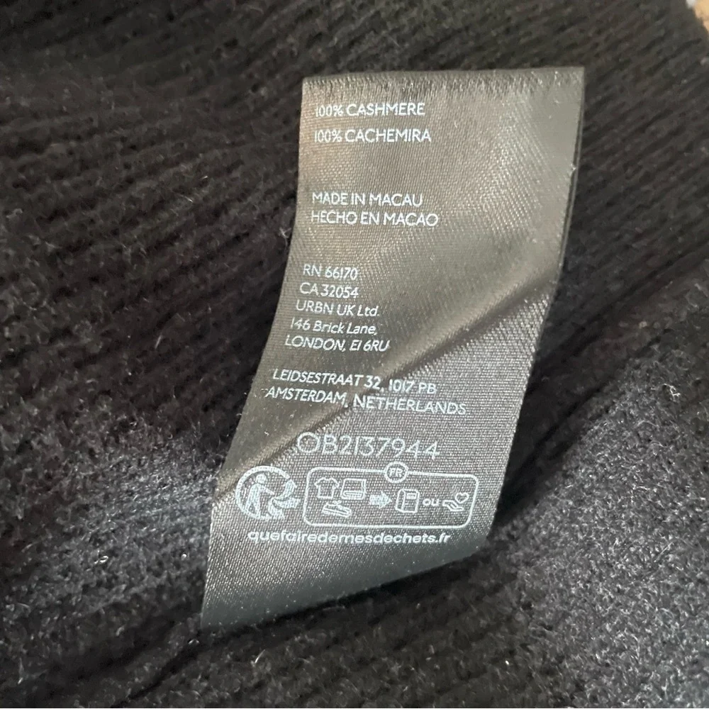 Free People 100% Cashmere Ribbed Cropped Black Cardigan XS